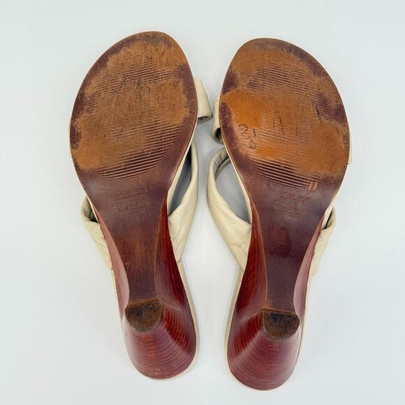 Matisse Leather Heeled Sandals Sz 7.5 Made in Brazil Y2K Retro Cone Kitten Heel - Picture 8 of 10